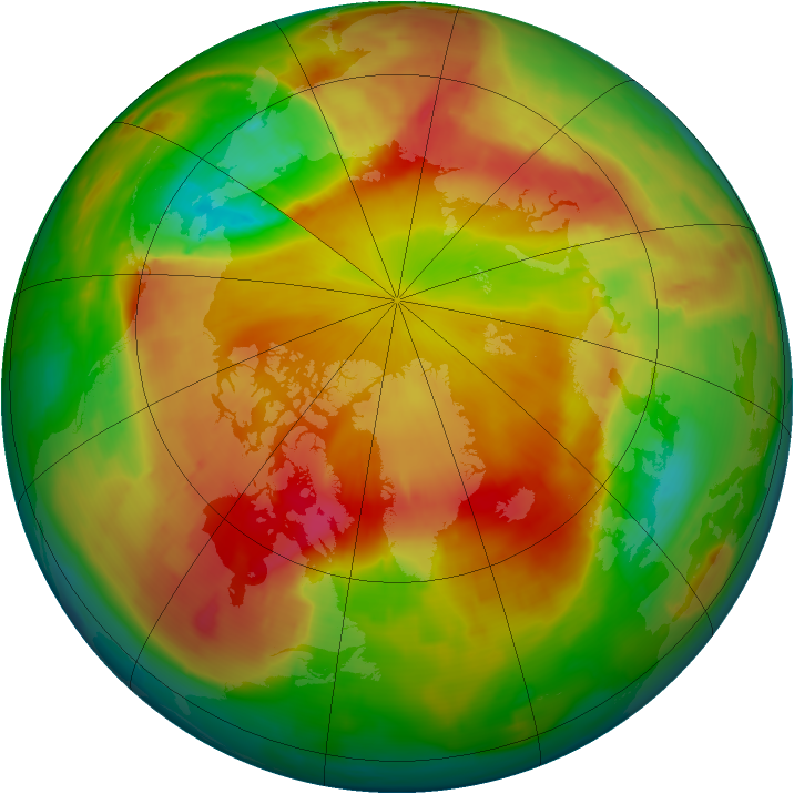 Arctic ozone map for 25 April 2013